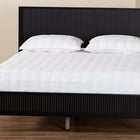 Baxton Studio Primrose Mid-Century Black Fluted Wood Queen Size Platform Bed