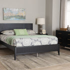 Baxton Studio Primrose Mid-Century Black Fluted Wood Queen Size 4-Piece Bedroom Set