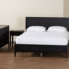 Baxton Studio Primrose Mid-Century Black Fluted Wood King Size 4-Piece Bedroom Set