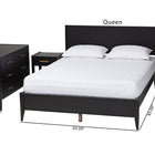 Baxton Studio Primrose Mid-Century Black Fluted Wood Queen Size 4-Piece Bedroom Set