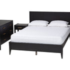Baxton Studio Primrose Mid-Century Black Fluted Wood King Size 4-Piece Bedroom Set