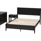 Baxton Studio Primrose Mid-Century Black Fluted Wood Queen Size 4-Piece Bedroom Set