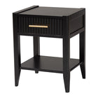 Baxton Studio Primrose Mid-Century Black Fluted Wood Queen Size 4-Piece Bedroom Set