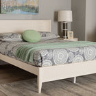 Baxton Studio Primrose Mid-Century Ivory Fluted Wood Queen Size Platform Bed