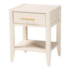 Baxton Studio Primrose Mid-Century Ivory Fluted Wood Queen Size 4-Piece Bedroom Set