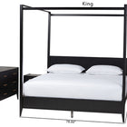 Baxton Studio Primrose Mid-Century Black Fluted Wood King Size 4-Piece Canopy Bedroom Set