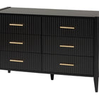 Baxton Studio Primrose Mid-Century Black Fluted Wood King Size 4-Piece Canopy Bedroom Set