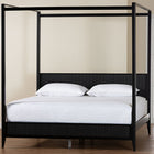 Baxton Studio Primrose Mid-Century Black Fluted Wood King Size Canopy Bed