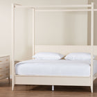 Baxton Studio Primrose Mid-Century Ivory Fluted Wood King Size 4-Piece Canopy Bedroom Set