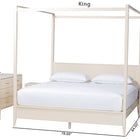 Baxton Studio Primrose Mid-Century Ivory Fluted Wood King Size 4-Piece Canopy Bedroom Set