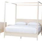 Baxton Studio Primrose Mid-Century Ivory Fluted Wood King Size 4-Piece Canopy Bedroom Set