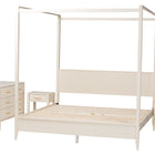 Baxton Studio Primrose Mid-Century Ivory Fluted Wood King Size 4-Piece Canopy Bedroom Set