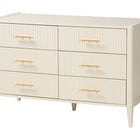 Baxton Studio Primrose Mid-Century Ivory Fluted Wood King Size 4-Piece Canopy Bedroom Set