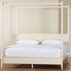 Baxton Studio Primrose Mid-Century Ivory Fluted Wood King Size Canopy Bed
