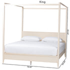 Baxton Studio Primrose Mid-Century Ivory Fluted Wood King Size Canopy Bed