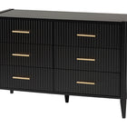 Baxton Studio Primrose Mid-Century Black Fluted Wood 6-Drawer Dresser