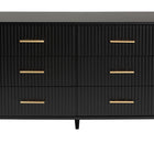 Baxton Studio Primrose Mid-Century Black Fluted Wood 6-Drawer Dresser