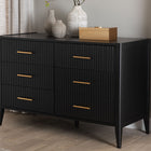 Baxton Studio Primrose Mid-Century Black Fluted Wood 6-Drawer Dresser
