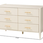 Baxton Studio Primrose Mid-Century Ivory Fluted Wood 6-Drawer Dresser