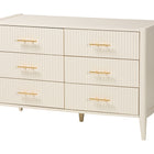 Baxton Studio Primrose Mid-Century Ivory Fluted Wood 6-Drawer Dresser