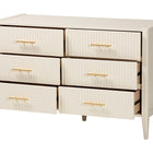 Baxton Studio Primrose Mid-Century Ivory Fluted Wood 6-Drawer Dresser