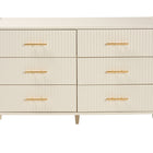 Baxton Studio Primrose Mid-Century Ivory Fluted Wood 6-Drawer Dresser