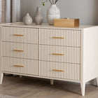 Baxton Studio Primrose Mid-Century Ivory Fluted Wood 6-Drawer Dresser