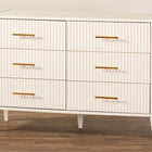 Baxton Studio Primrose Mid-Century Ivory Fluted Wood 6-Drawer Dresser