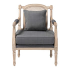 Baxton Studio Clemence French Provincial Grey Fabric Whitewashed Mahogany Wood Armchair