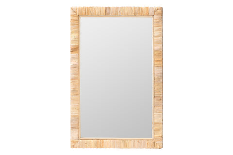 bali & pari Lankston Bohemian Natural Rattan Rectangle Accent Wall Mirror