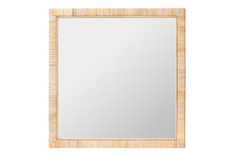 bali & pari Lankston Bohemian Natural Rattan Square Accent Wall Mirror