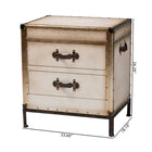Baxton Studio Laura Vintage White Canvas 2-Drawer End Table Trunk