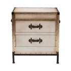 Baxton Studio Laura Vintage White Canvas 2-Drawer End Table Trunk
