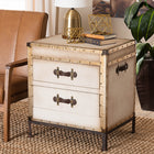 Baxton Studio Laura Vintage White Canvas 2-Drawer End Table Trunk