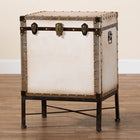 Baxton Studio Laura Vintage White Canvas Lift-Top Trunk End Table