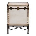 Baxton Studio Laura Vintage White Canvas Lift-Top Trunk End Table