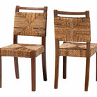 bali & pari Cordoba Bohemian Natural Seagrass and Mahogany Wood 2-Piece Dining Chair