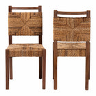 bali & pari Cordoba Bohemian Natural Seagrass and Mahogany Wood 2-Piece Dining Chair