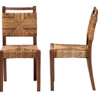 bali & pari Cordoba Bohemian Natural Seagrass and Mahogany Wood 2-Piece Dining Chair