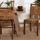bali & pari Cordoba Bohemian Natural Seagrass and Mahogany Wood 2-Piece Dining Chair