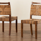 bali & pari Cordoba Bohemian Natural Seagrass and Mahogany Wood 2-Piece Dining Chair