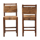 bali & pari Cordoba Bohemian Natural Seagrass and Mahogany Wood 2-Piece Counter Stool Set