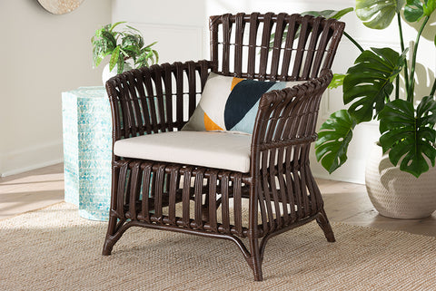 bali & pari Brooklyn Bohemian Very Dark Brown Rattan Arm Chair