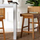 bali & pari Asgart Bohemian Natural Rattan and Mahogany Wood Bar Stool