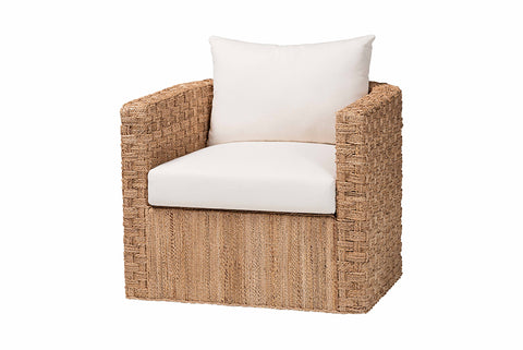 bali & pari Rhinos Bohemian Light Brown Seagrass Tuxedo Arm Chair