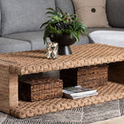 bali & pari Rhinos Handwoven Seagrass Coffee Table with Open Shelf - Rectangular Wicker Center Table for Living Room, Coastal Boho Style