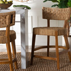 bali & pari Sabit Bohemian Seagrass and Mahogany Wood Counter Stool