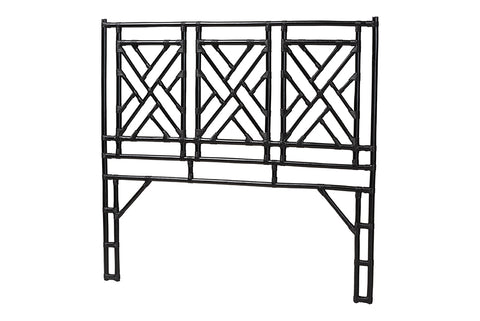 bali & pari Karavo Bohemian Black Natural Rattan Queen Size Standalone Headboard