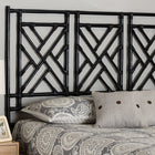 bali & pari Karavo Bohemian Black Natural Rattan Queen Size Standalone Headboard
