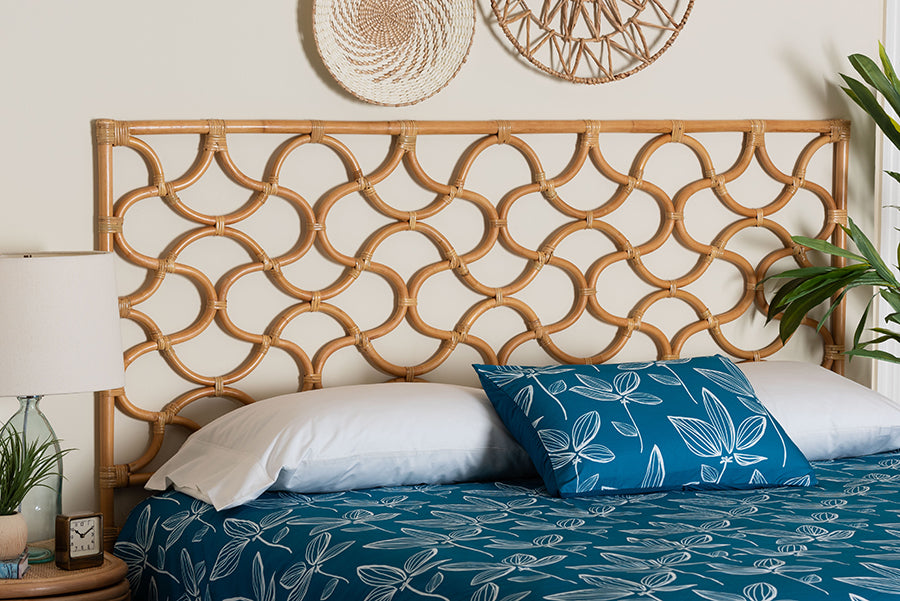 bali & pari Kalcya Bohemian Natural Rattan King Size Standalone Headboard